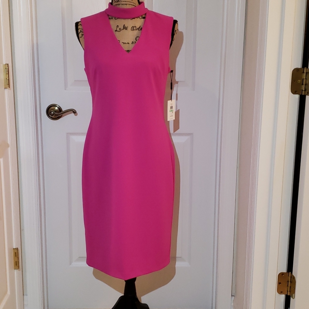 Pretty pink edgy Calvin Klein dress NWT